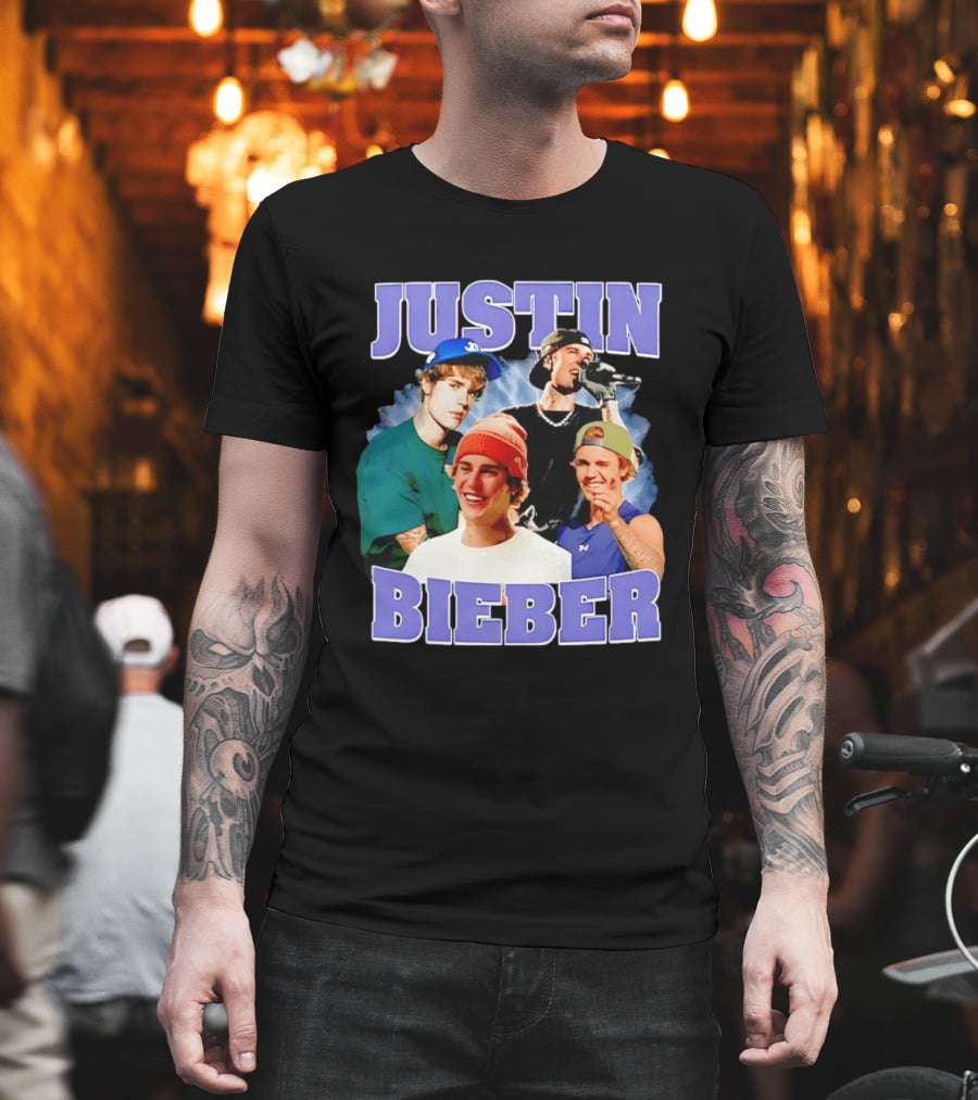 Justin Bieber Singing And Smiling With Various Iconic Looks T-Shirt