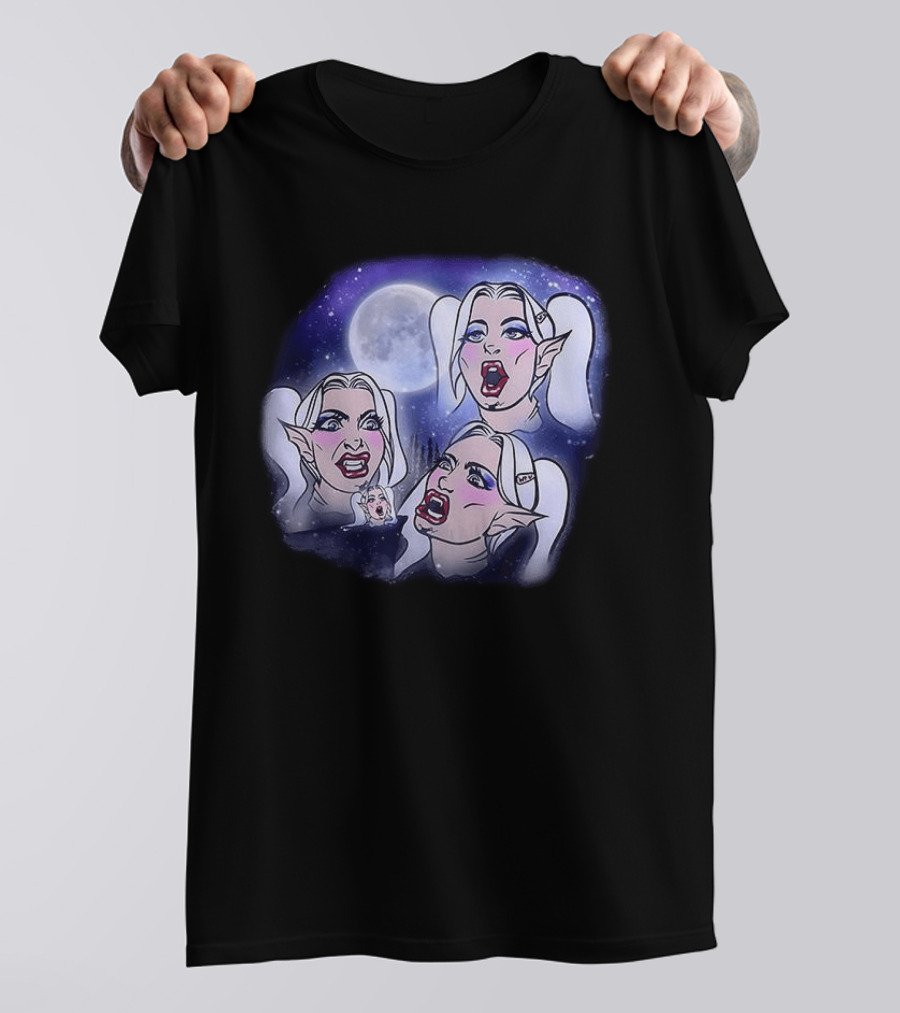 Majestic Howling Wolves Samantha Moonlit Night Fantasy T-Shirt