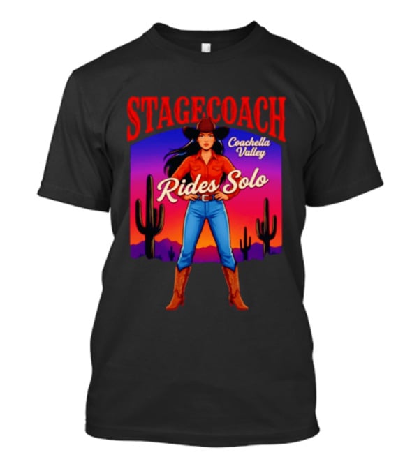 Stagecoach Coachella Valley Rides Solo Western Cactus Sunset T-Shirt