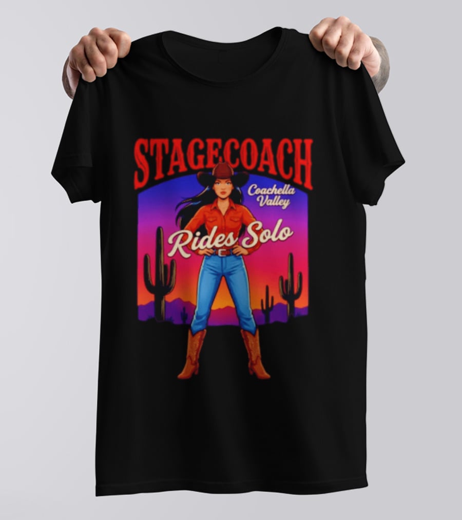 Stagecoach Coachella Valley Rides Solo Western Cactus Sunset T-Shirt