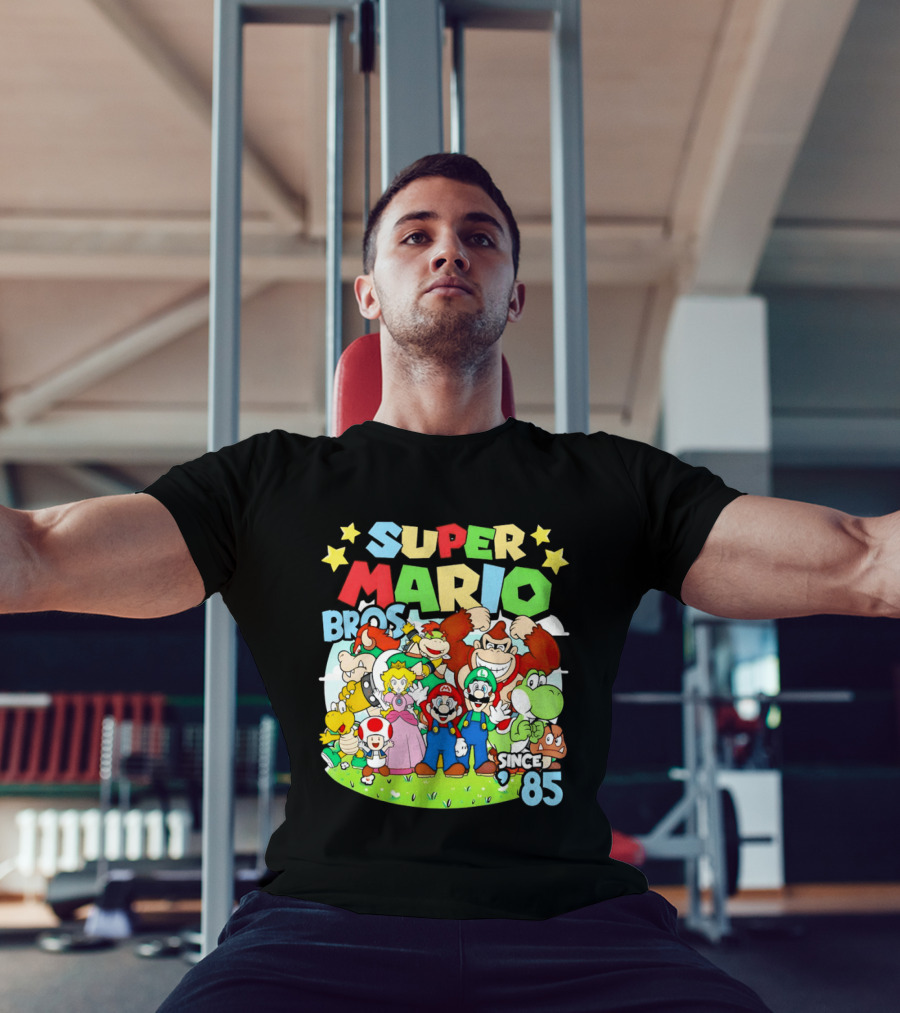 Super Mario Bros Characters And Stars Cartoon Since 85 T-Shirt