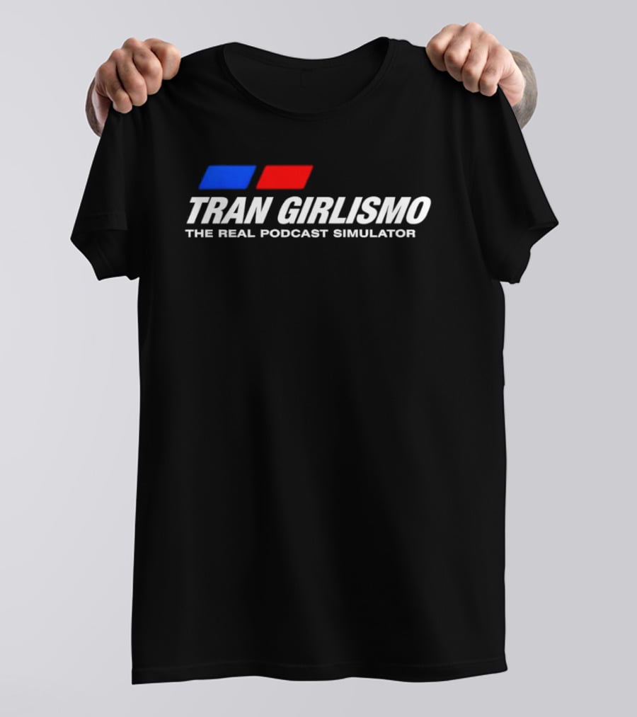 Tran Girlismo The Real Podcast Simulator Blue Red Blocks T-Shirt