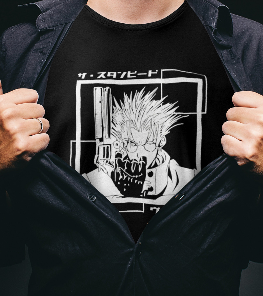 Vash The Stampede Trigun Japanese Typography Stylized T-Shirt