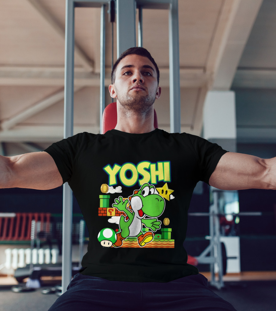 Yoshi Super Mario Bros Game Iconic Green Dinosaur Adventure T-Shirt