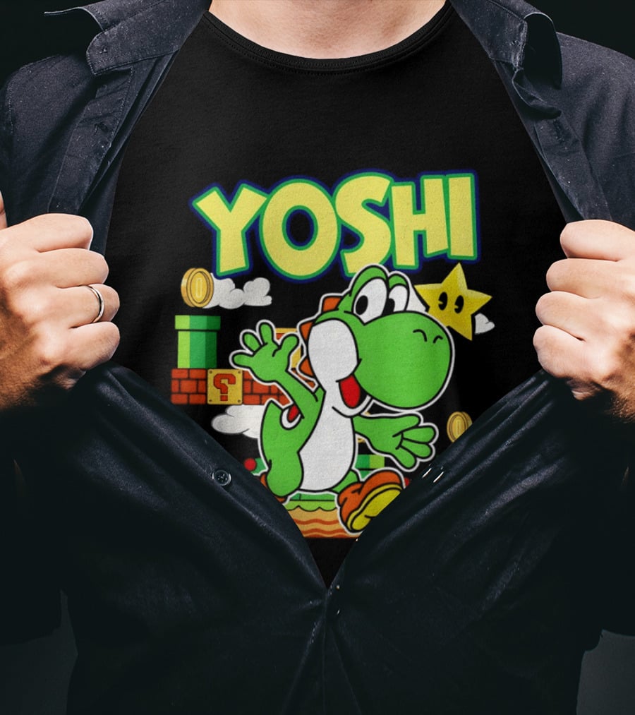 Yoshi Super Mario Bros Game Iconic Green Dinosaur Adventure T-Shirt