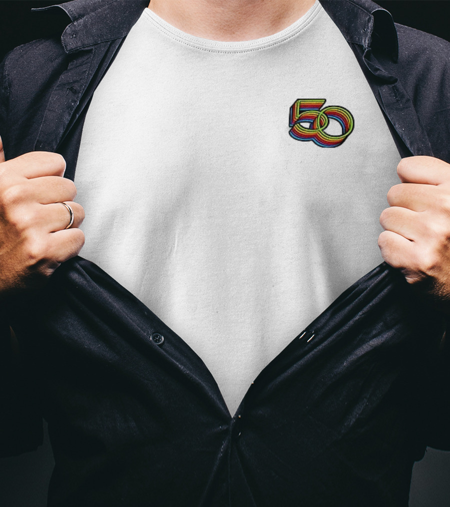 Apple 50 Years Thinking Different Rainbow Logo Celebration T-Shirt