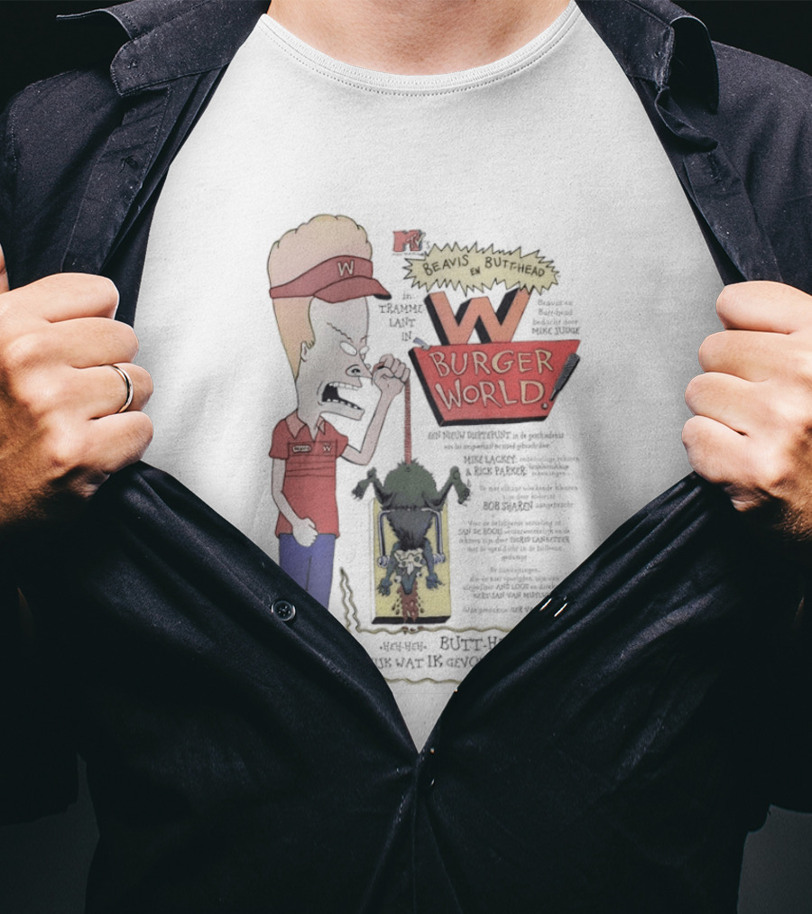 Beavis And Butt Head MTV Burger World Comedy Cartoon T-Shirt