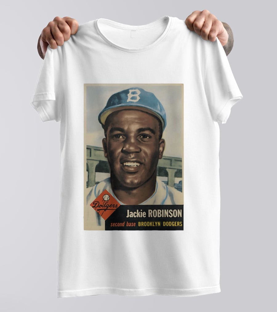 Dodgers Jackie Robinson Second Base Brooklyn Dodgers Topps Baseball Card T-Shirt