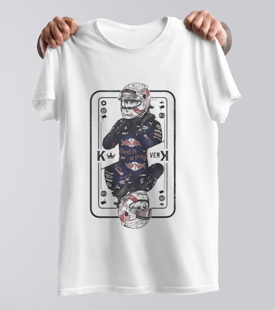 Red Bull Racing Max Verstappen Playcard King Black And Red Suit T-Shirt