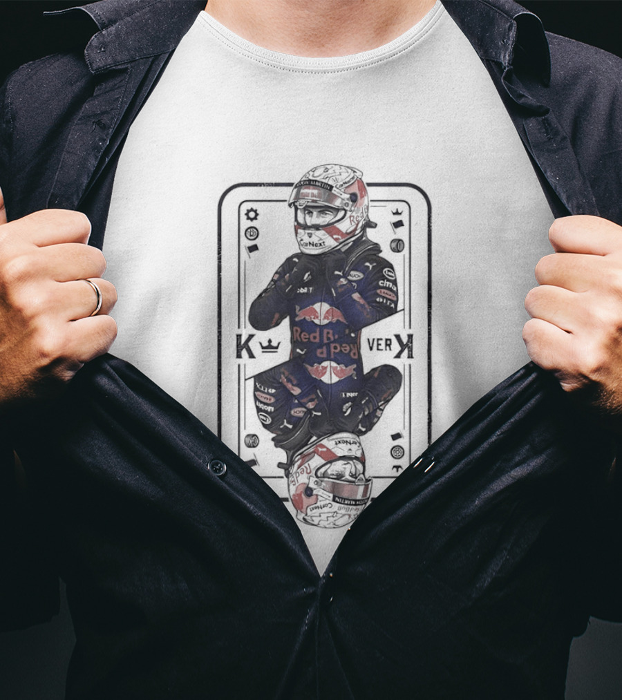 Red Bull Racing Max Verstappen Playcard King Black And Red Suit T-Shirt