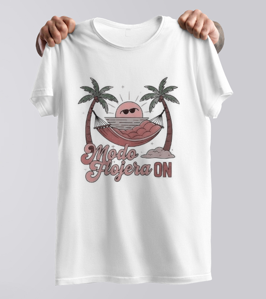 Modo Flojera ON Palm Trees Hammock Sun Emoji T-Shirt