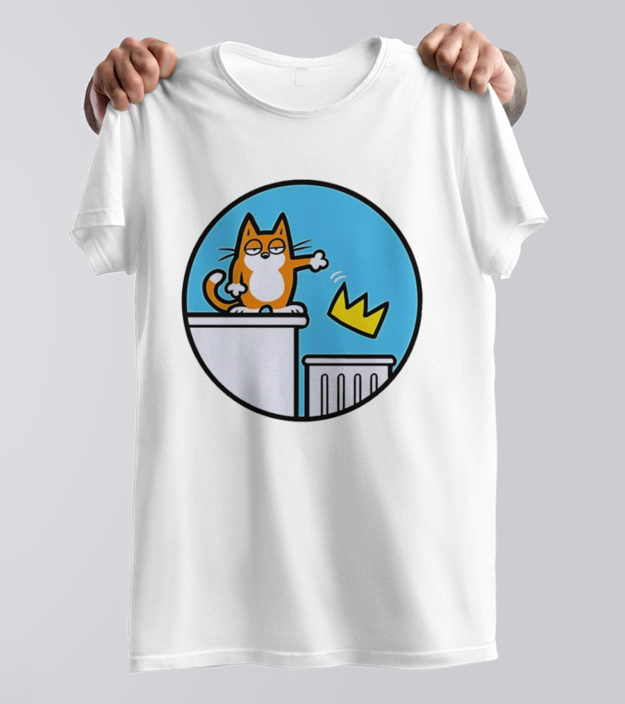 Orange Cat Discarding Crown No King Mark Parisi T-Shirt