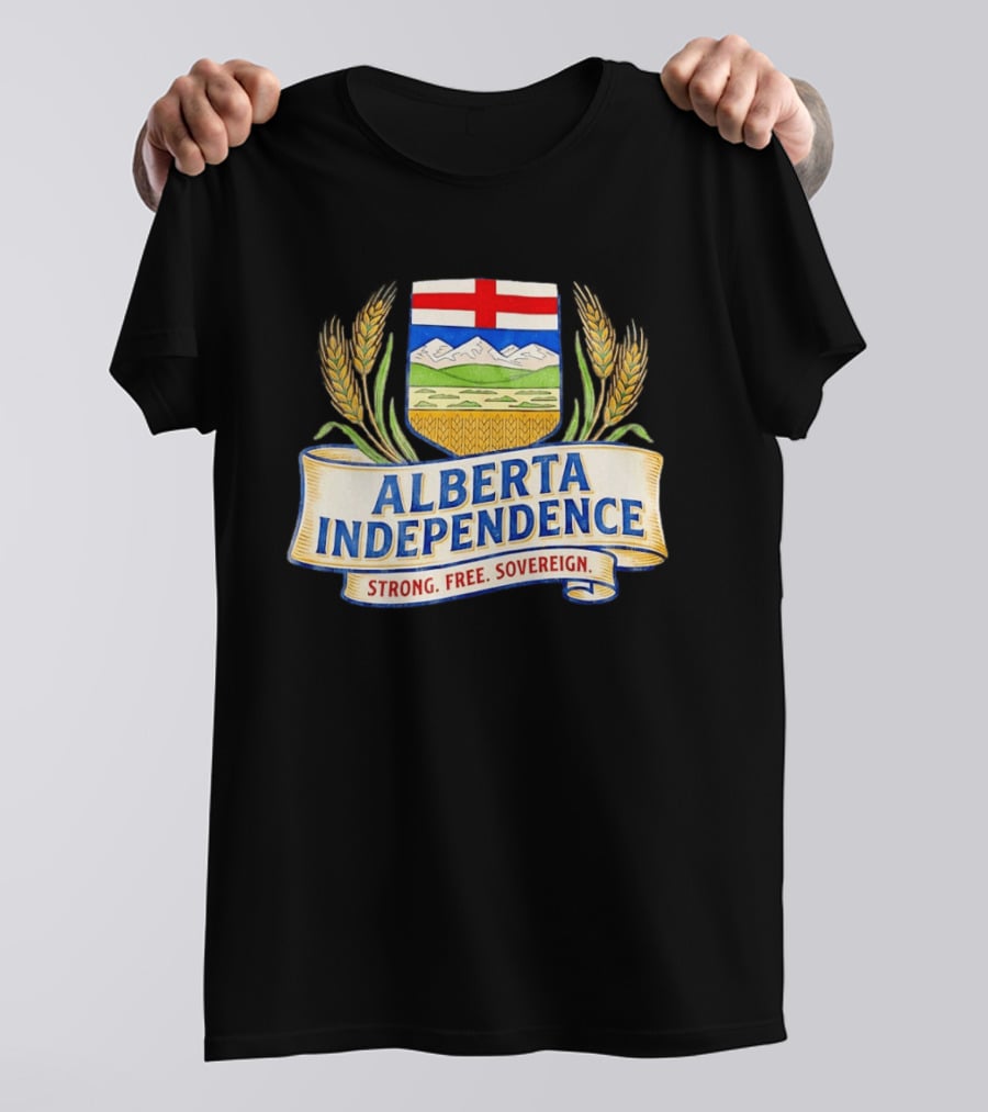 Alberta Independence Emblem Strong Free Sovereign Crest T-Shirt