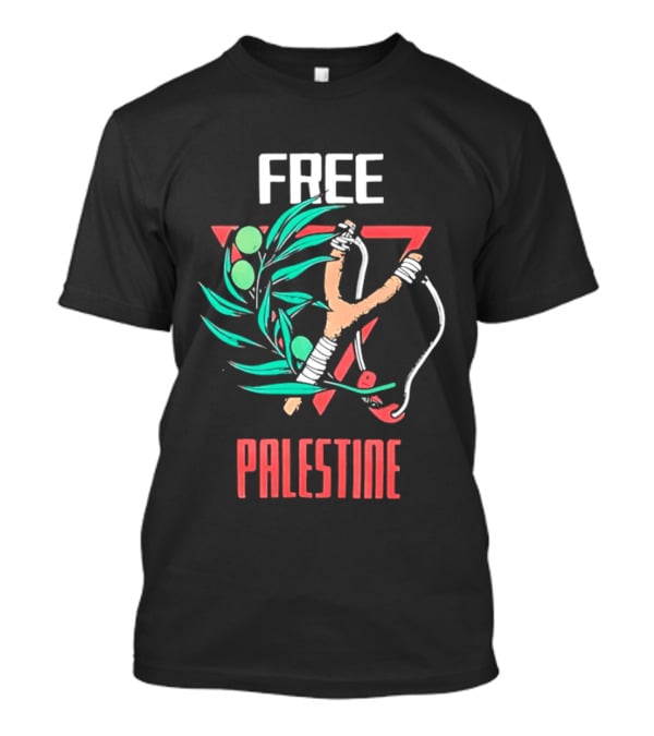 Free Palestine Slingshot And Olive Branch T-Shirt