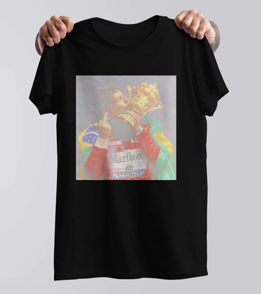Ayrton Senna Iconic F1 Trophy Celebration And Gesture T-Shirt