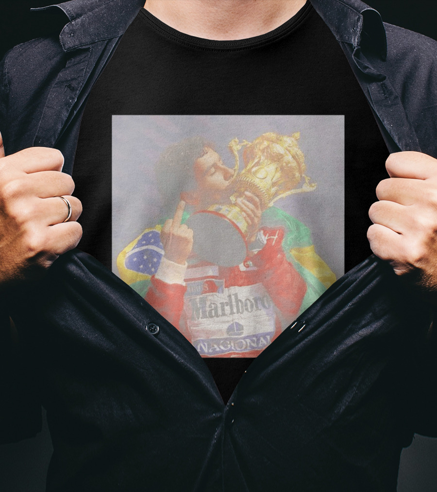 Ayrton Senna Iconic F1 Trophy Celebration And Gesture T-Shirt