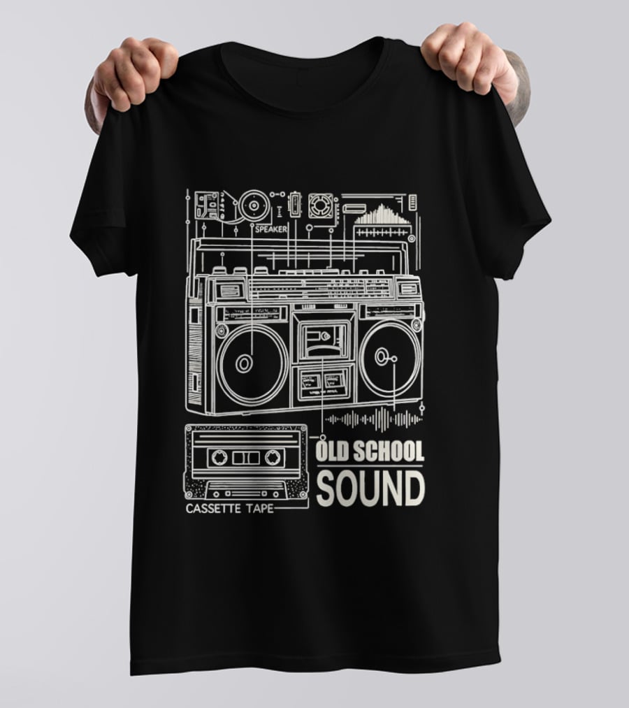 Old School Boombox Cassette Tape Speaker Sound T-Shirt