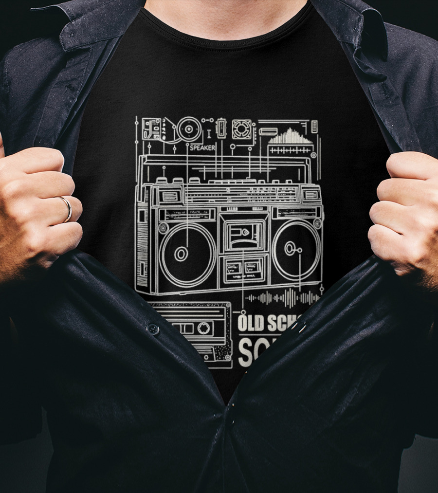 Old School Boombox Cassette Tape Speaker Sound T-Shirt