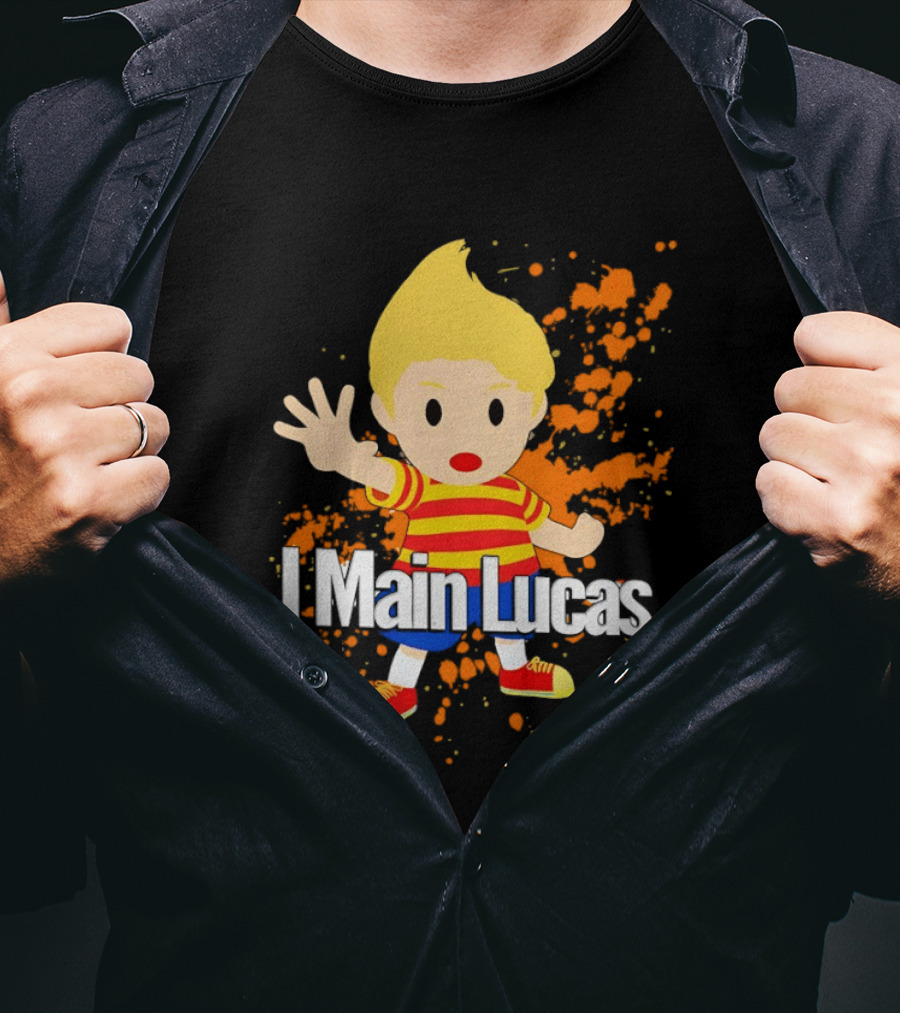 I Main Lucas Cartoon Character Orange Paint Splash T-Shirt