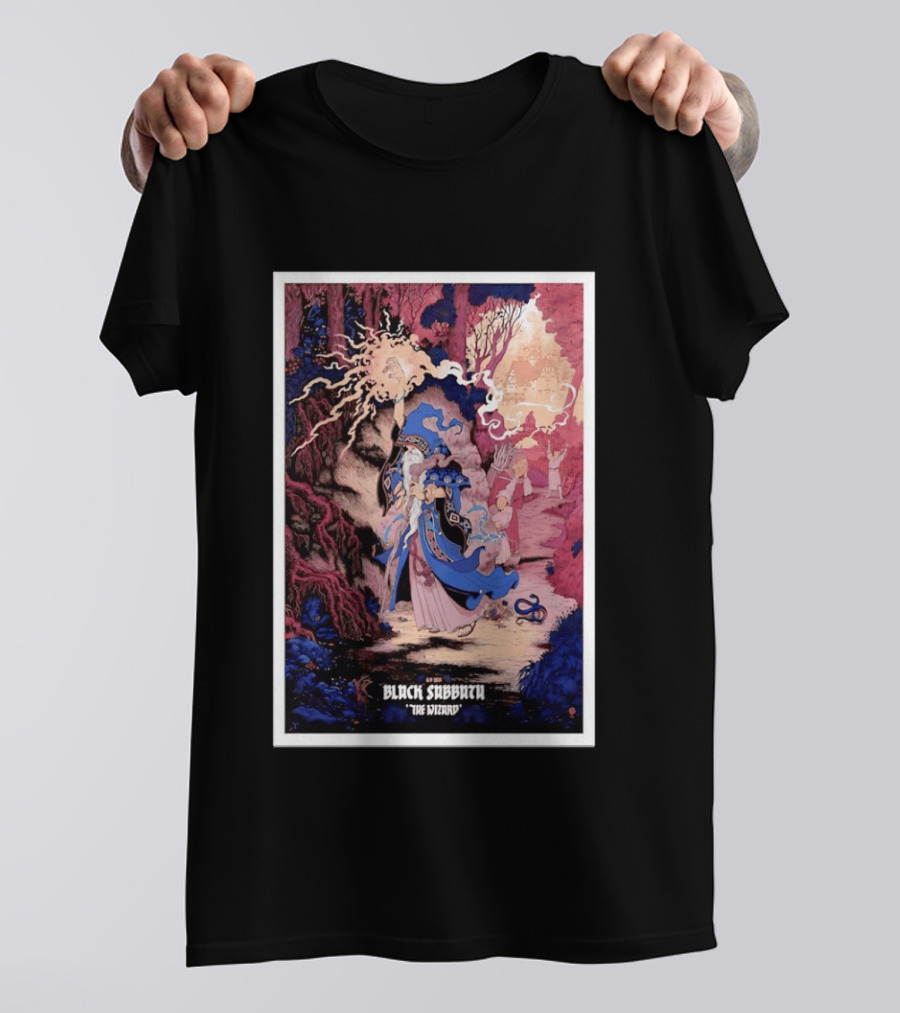 Black Sabbath The Wizard Gandalf From The Lord Of The Rings Fantasy Scene T-Shirt
