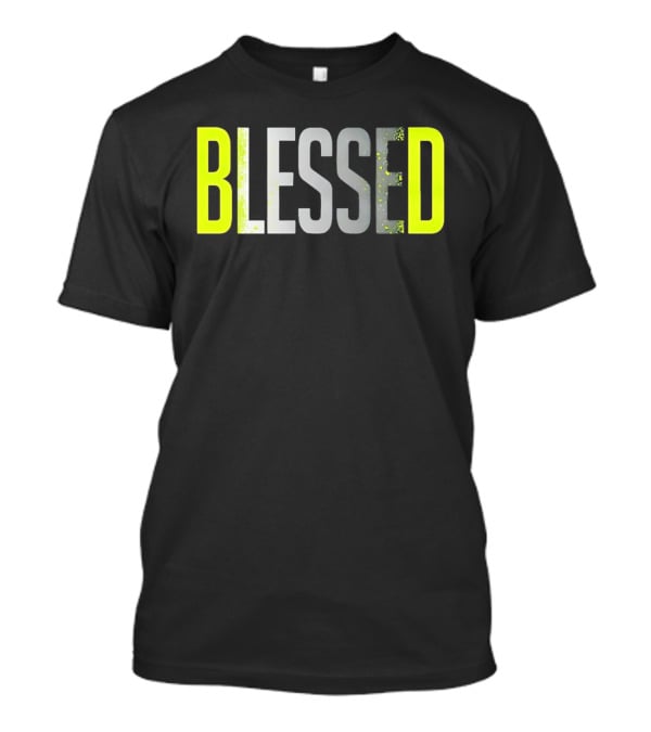 Blessed Neon Yellow Bold Text Vivid Splash Effect T-Shirt
