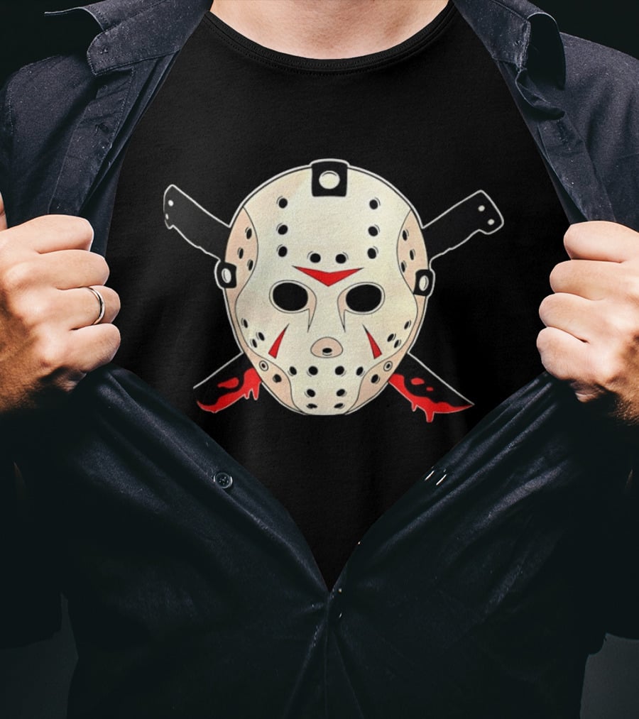 Jason Voorhees Mask Machete Horror Friday The 13th T-Shirt