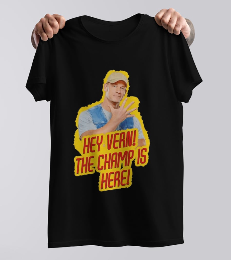 John Cena Hey Vern The Champ Is Here Hand Gesture Yellow Highlight T-Shirt