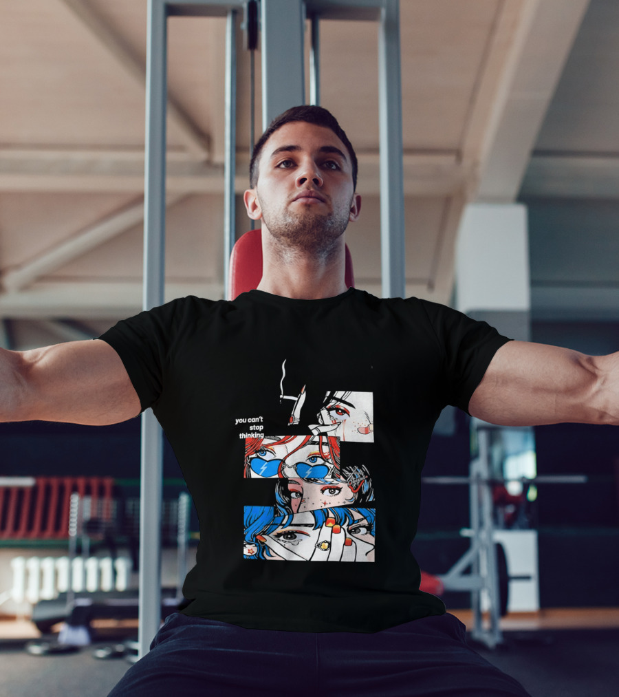 Rapidstreet Men Harajuku You Can't Stop Thinking Anime Vibrant Character Aesthetic T-Shirt