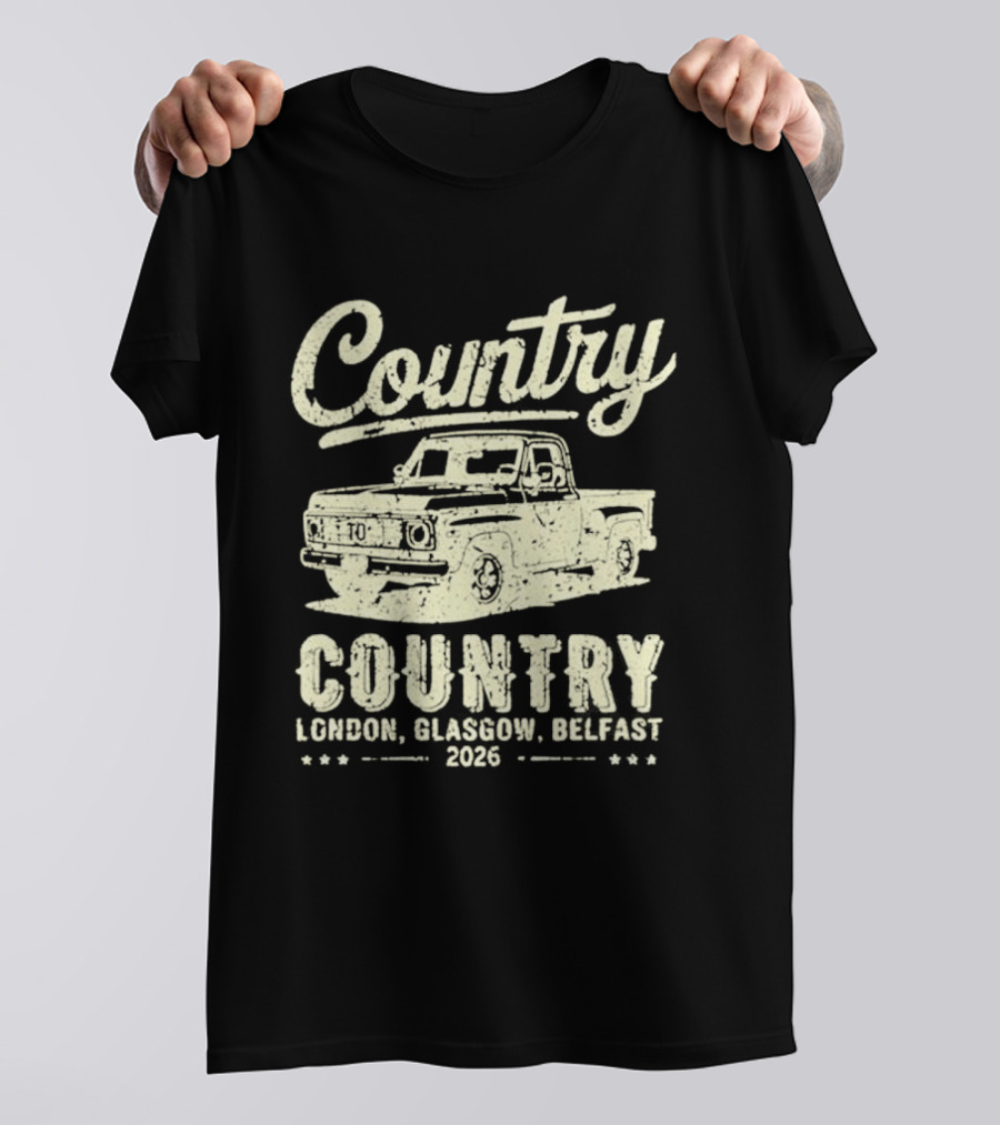 Country Pickup 2023 London Glasgow Belfast Retro Truck T-Shirt