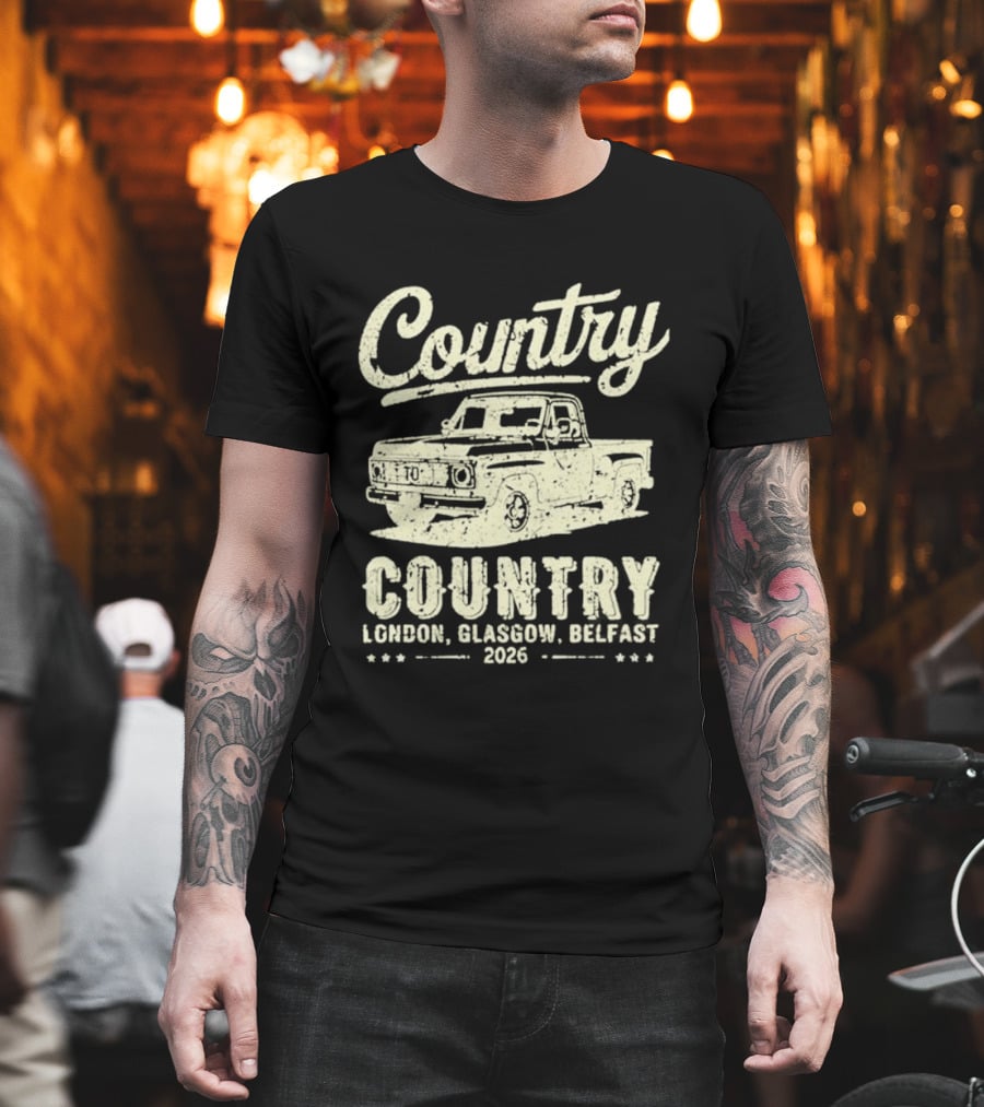 Country Pickup 2023 London Glasgow Belfast Retro Truck T-Shirt