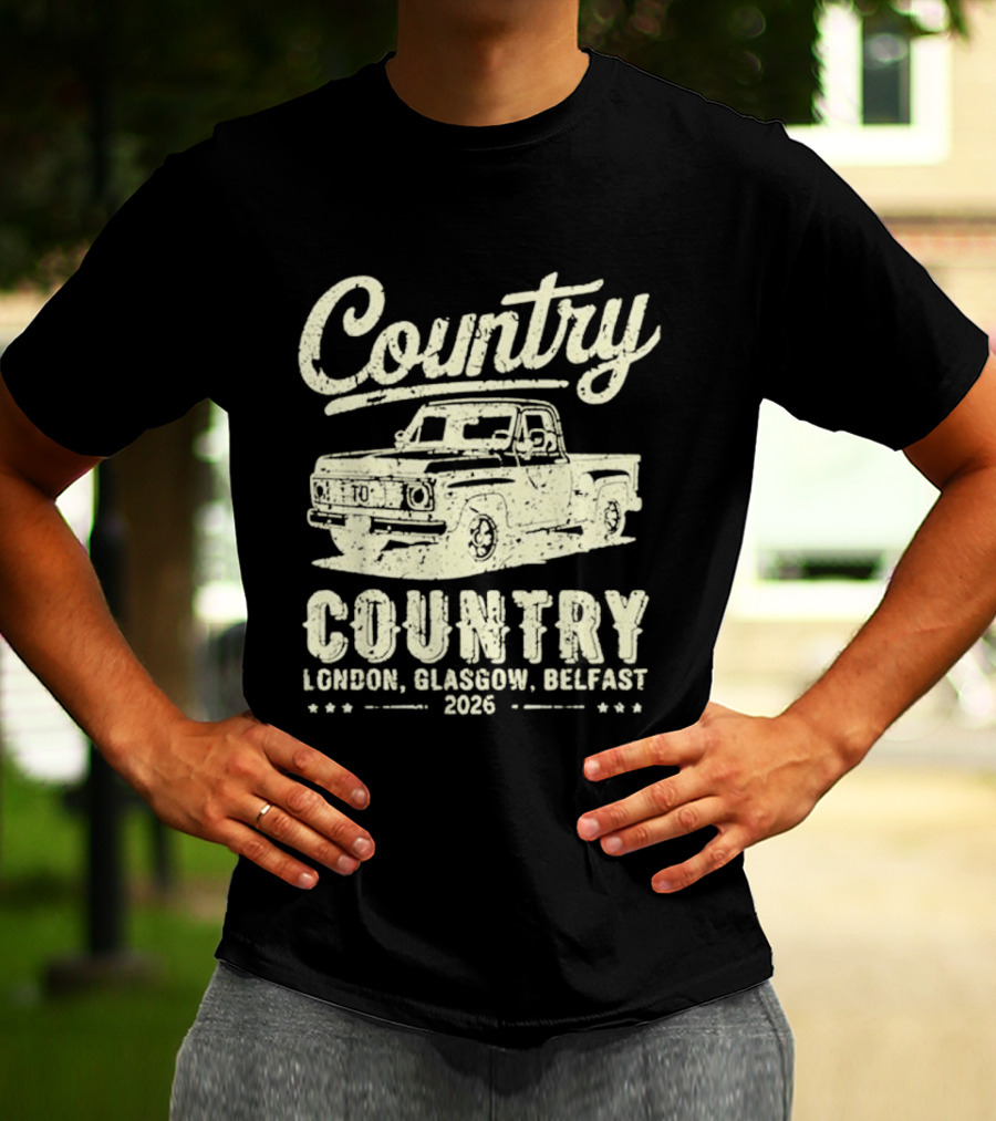 Country Pickup 2023 London Glasgow Belfast Retro Truck T-Shirt