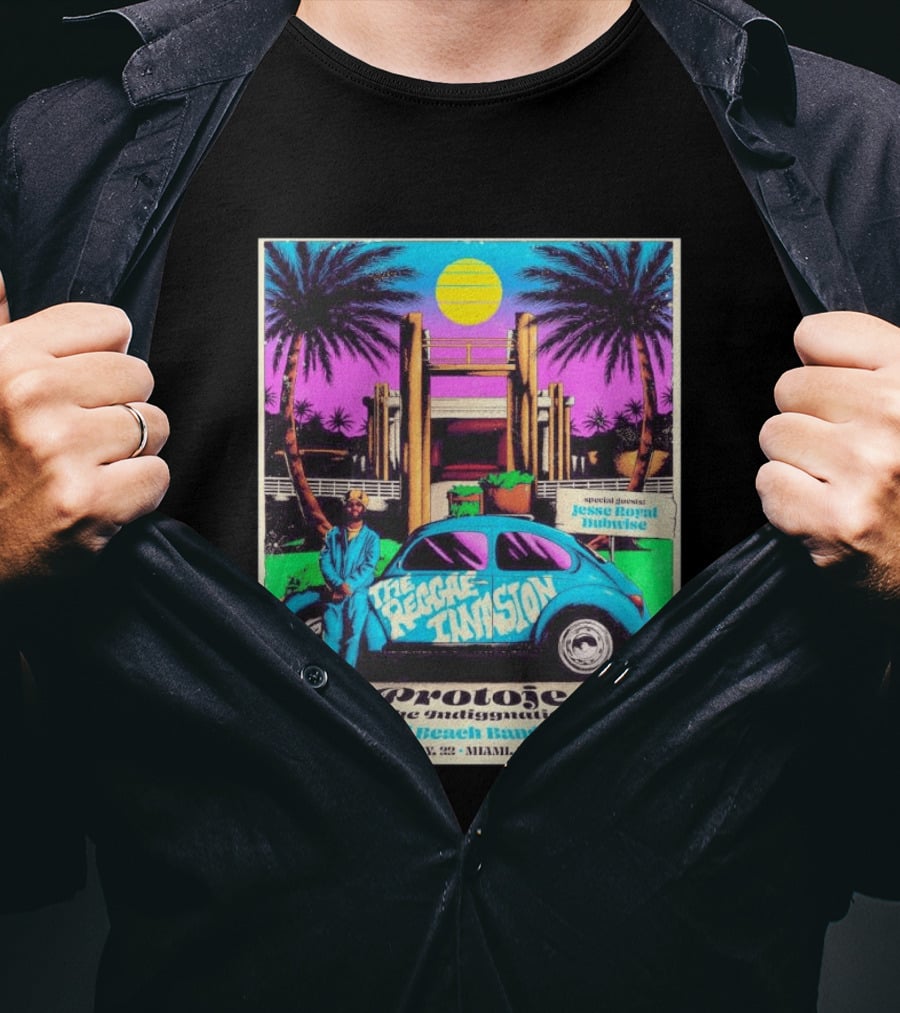 Protoje And The Indiggnation The Reggae Invasion Miami Beach Bandshell May 2 2026 Jesse Royal Dubwise T-Shirt