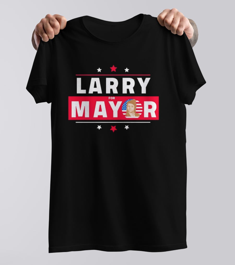 Larry For Mayor American Flag Style Candidate Image T-Shirt