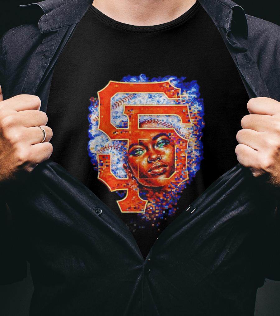 San Francisco Giants Black Heritage Night 2026 Baseball SF Logo Afro T-Shirt