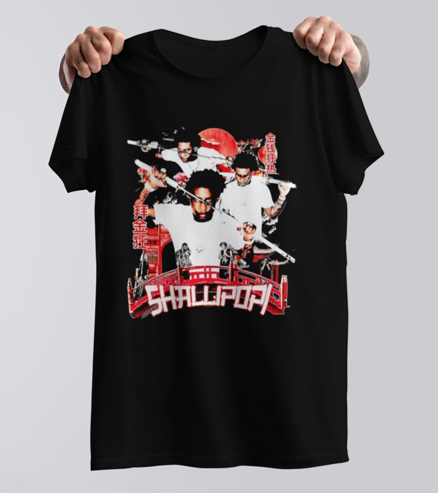 Shallipopi Samurai Warrior Red Bridge T-Shirt