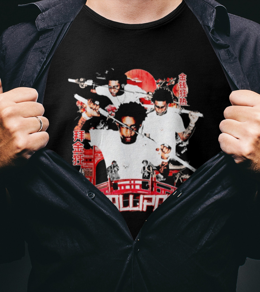 Shallipopi Samurai Warrior Red Bridge T-Shirt