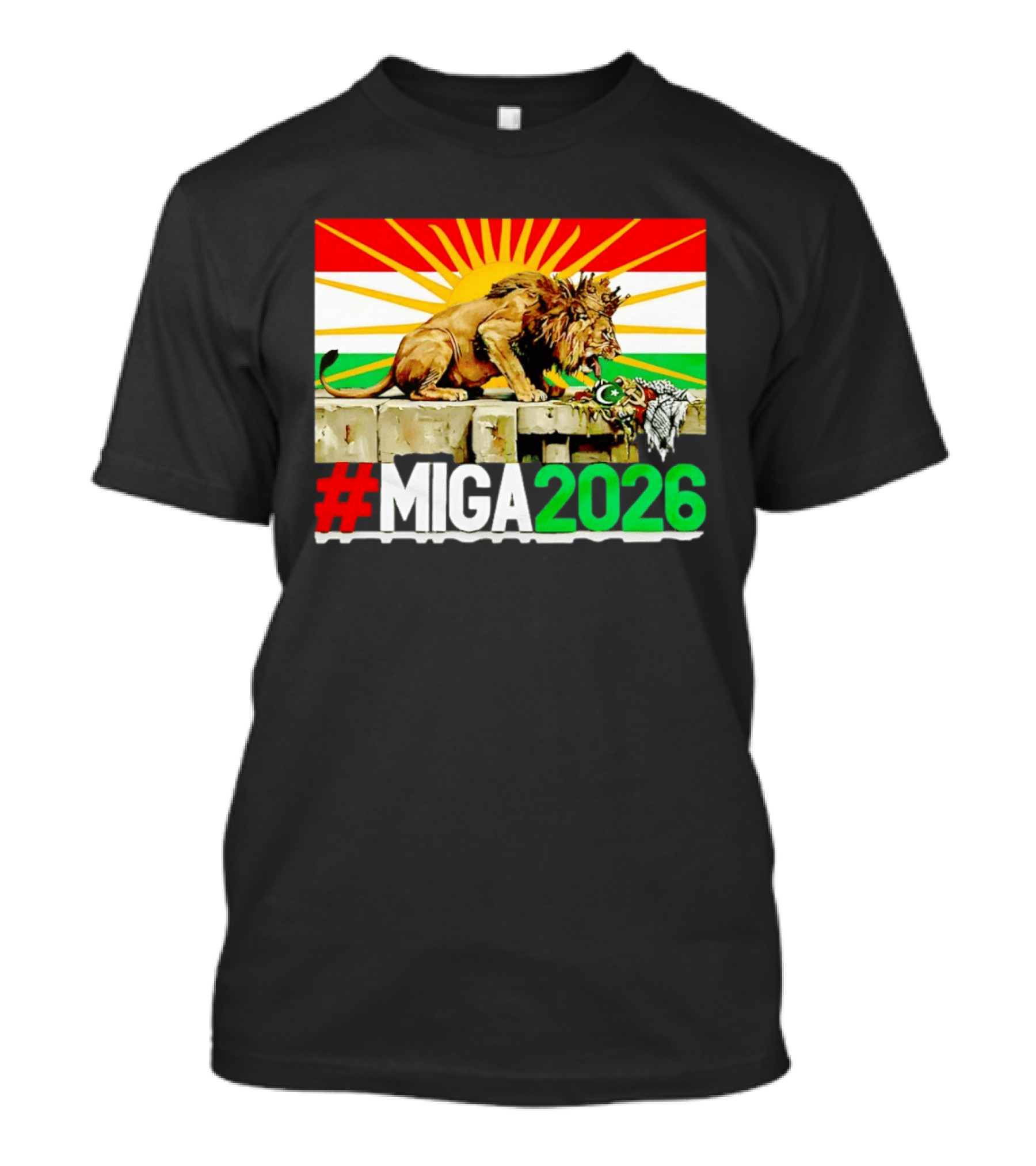 #MIGA 2026 Lion With Kurdistan Flag And Sun T-Shirt