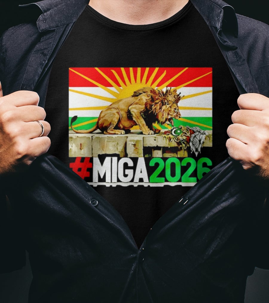 #MIGA 2026 Lion With Kurdistan Flag And Sun T-Shirt