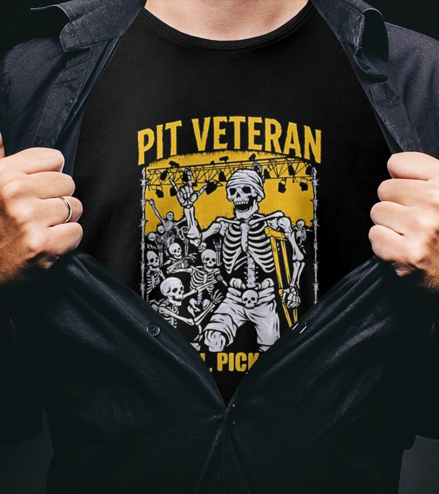 Pit Veteran Skeleton If I Fall Pick Me Up Concert Scene T-Shirt