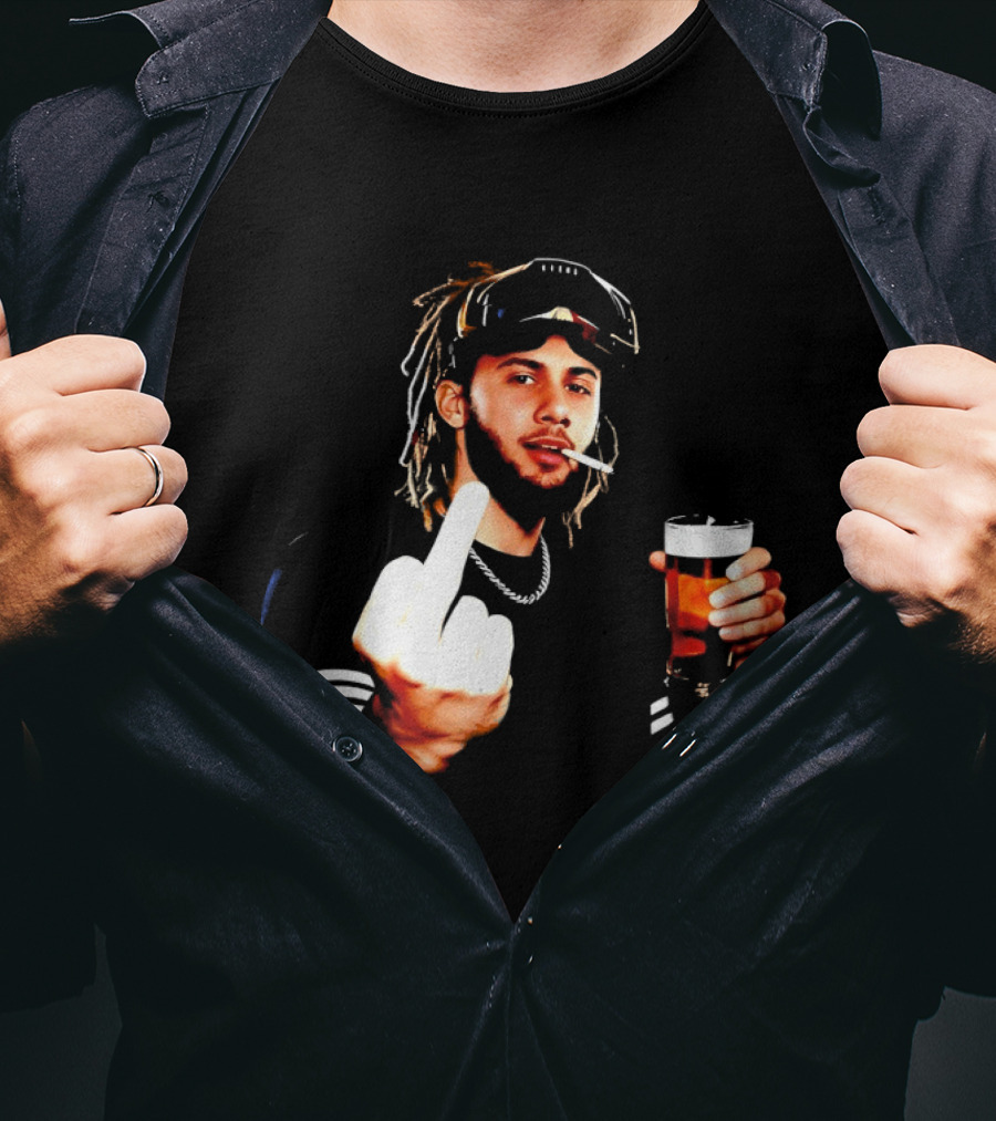 Fernando Tatis Jr Middle Finger Drinking Beer And Smoking T-Shirt