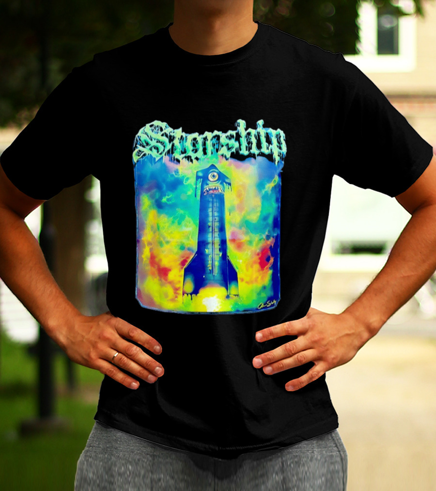 Starship Colorful Cyclops Monster Rocket Explosion T-Shirt