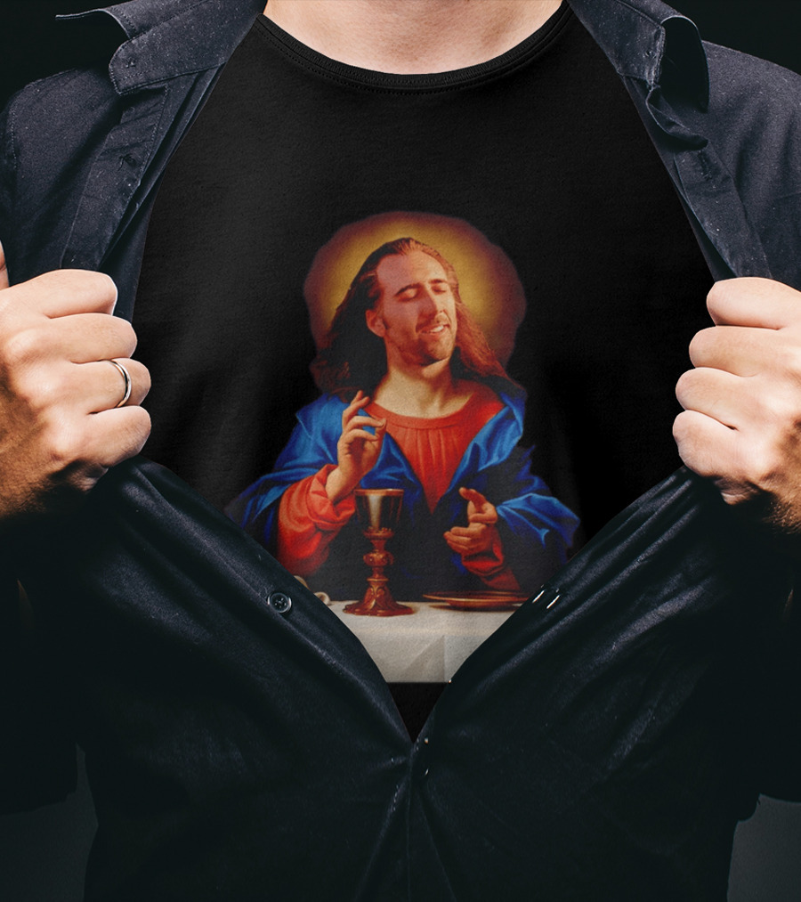 Nic Cage Jesus Iconic Meme Mashup T-Shirt