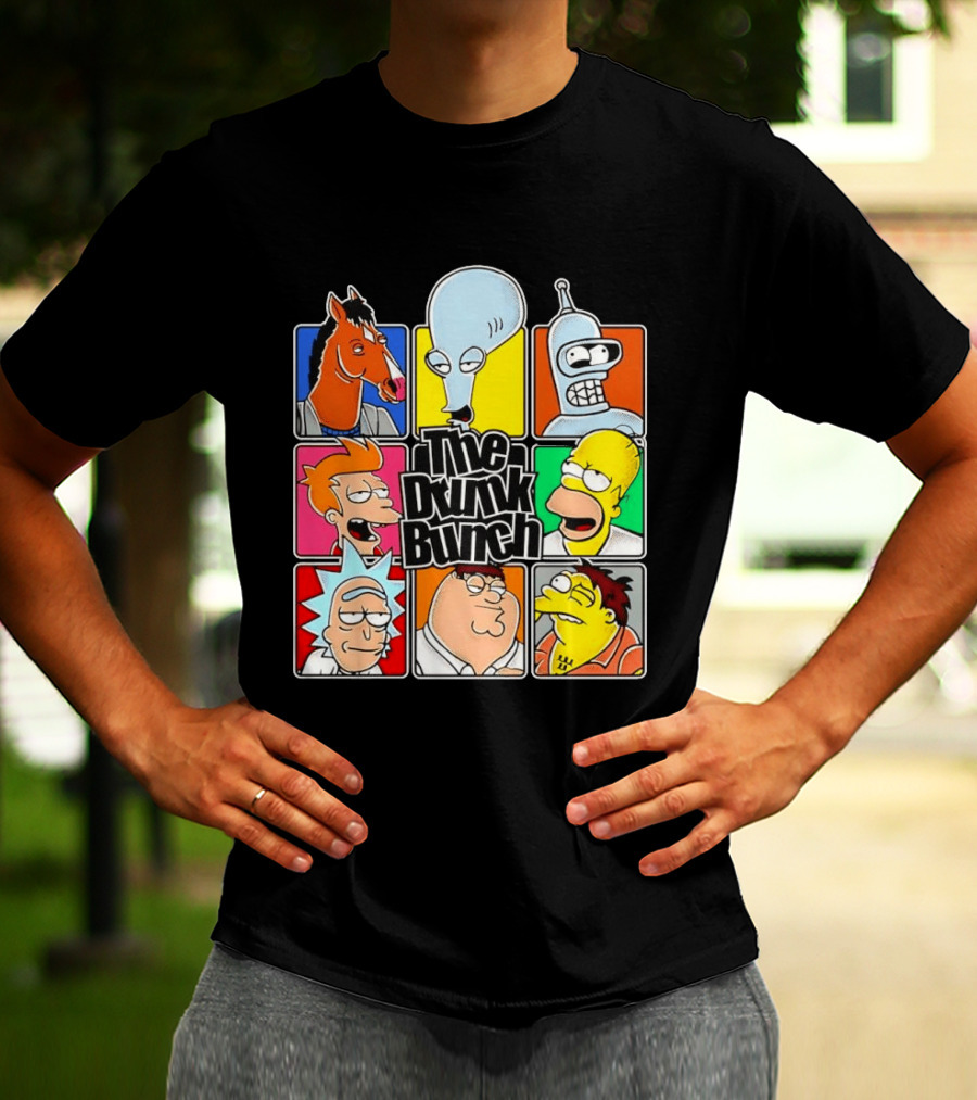 The Drunk Bunch Bojack Horseman Roger Bender Fry Rick Homer Peter Griffin Barney Gumble T-Shirt