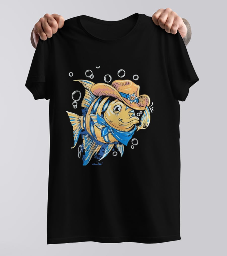 Angelfish Cowboy Hat Western Bubbles Bandana T-Shirt