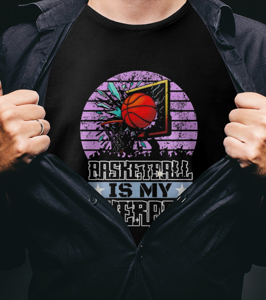 Basketball Is My Therapy Vintage Retro Hoop Design With Stars T-Shirt