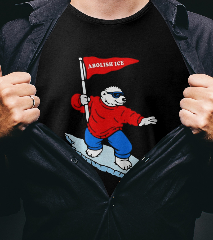 Polar Bear Surfing With Abolish ICE Flag T-Shirt