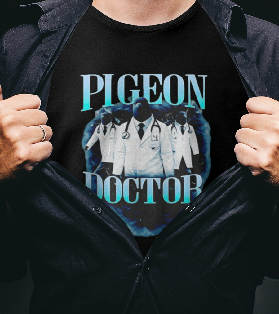Pigeon Doctor Medical Humor Surreal Stethoscope T-Shirt