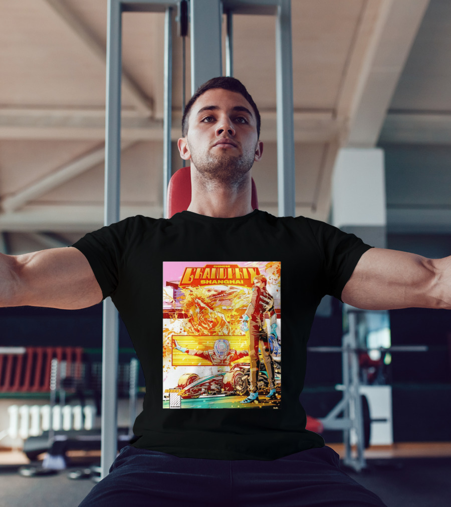 Chinese Grand Prix Shanghai Anime Style With Race Car And Driver T-Shirt