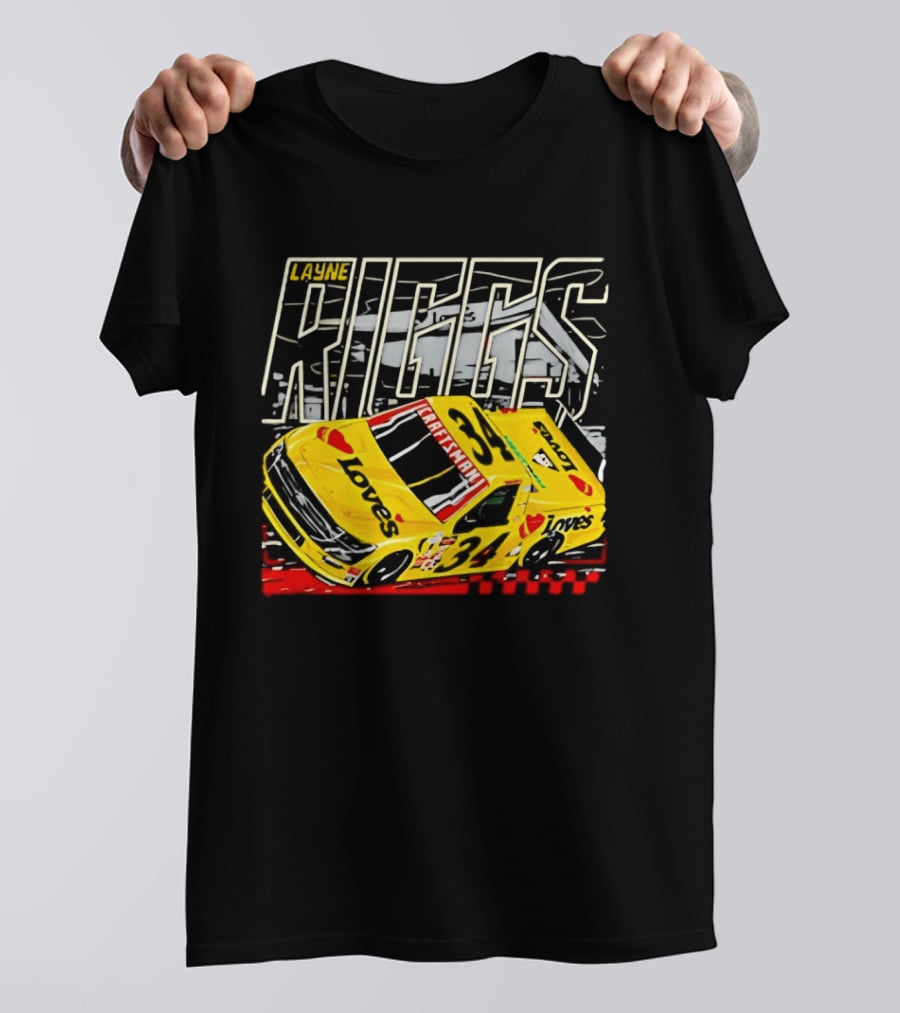 Layne Riggs Loves Truck Racing With Vibrant Yellow Car T-Shirt