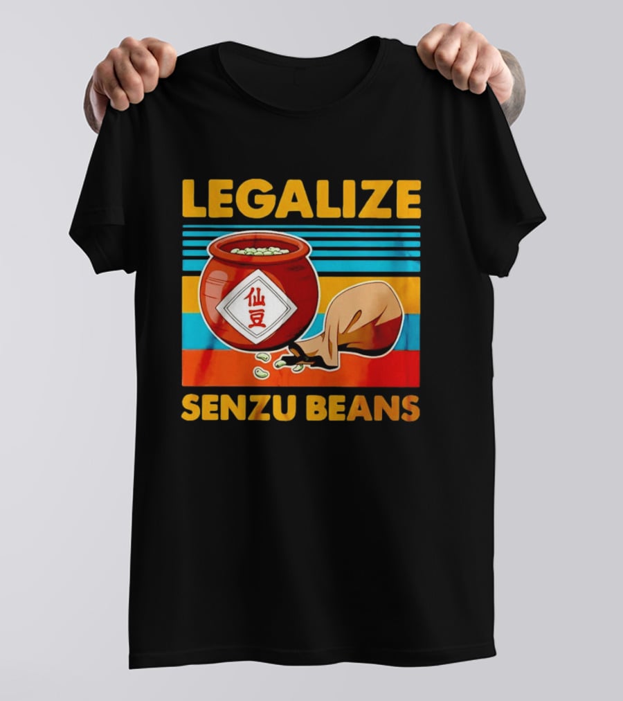Legalize Senzu Beans Dragon Ball Kagome Jar Vintage Stripes T-Shirt